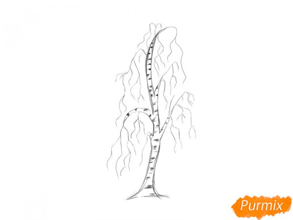 Берёза рисунок карандашом для детей