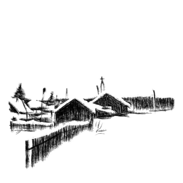 Зимний пейзаж карандашом