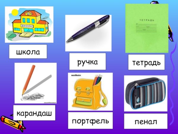 Школьные принадлежности карточки