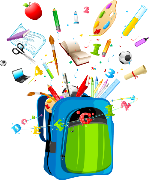 Школьные принадлежности на прозрачном фоне