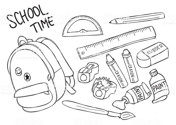 Рисунки для срисовки школьные принадлежности