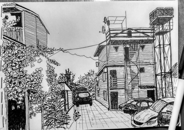 Дом гелевой ручкой