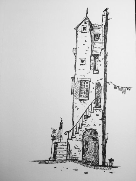 Здания черной ручкой