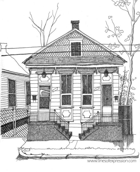 Дом черной ручкой