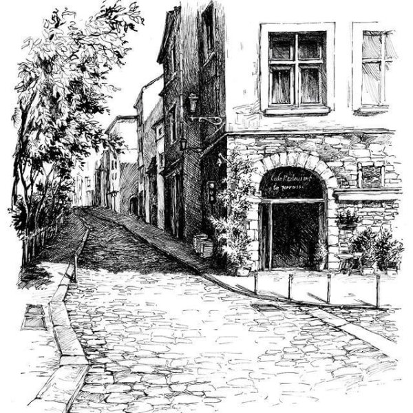 Домик гелевой ручкой