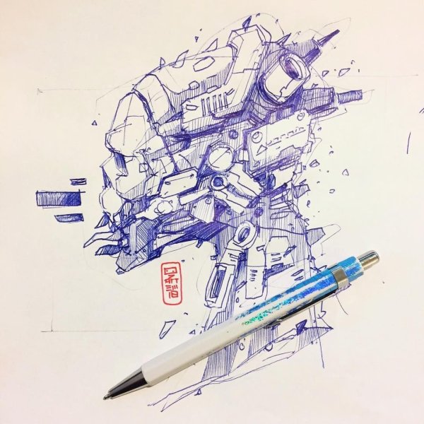 Арт ручкой киберпанк