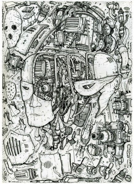 Рисунок киберпанк ручкой