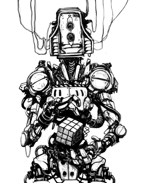 Нарисованные роботы стимпанк