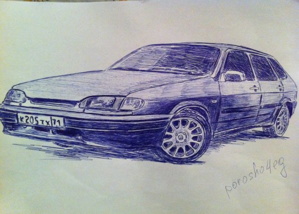 ВАЗ 2113 рисунок карандашом