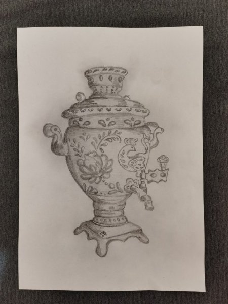 Самовар рисунок сбоку