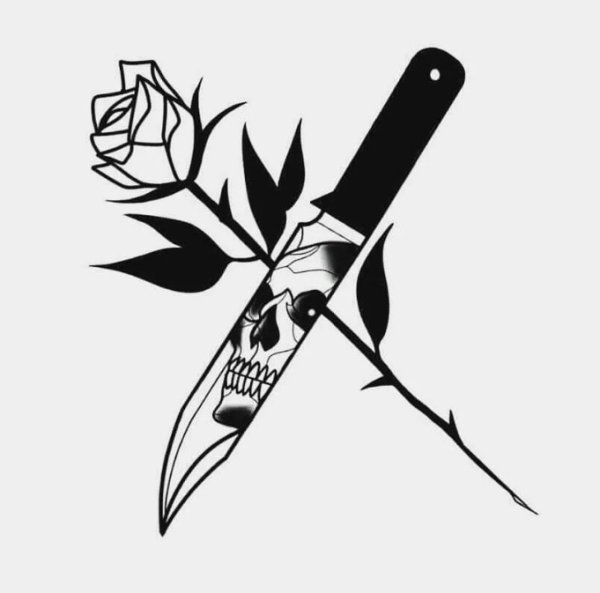 Нож эскиз тату