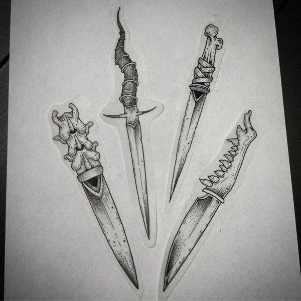 Нож бабочка эскиз тату