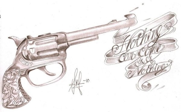 Рука с пистолетом эскиз