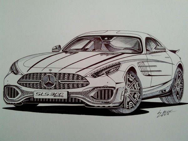 Рисунок автомобиля ручкой