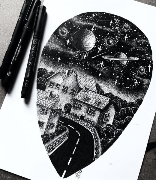 Космос гелевой ручкой