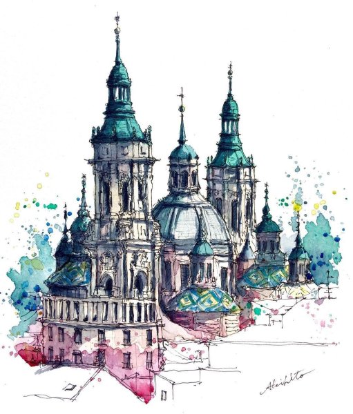 Скетч акварель Санкт-Петербург