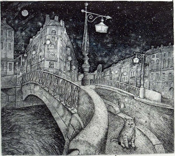 Художник Строганов Леонид коты