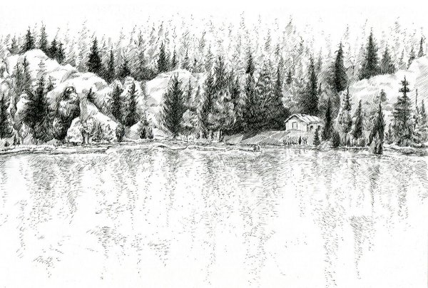 Графика пейзажи черно-белые