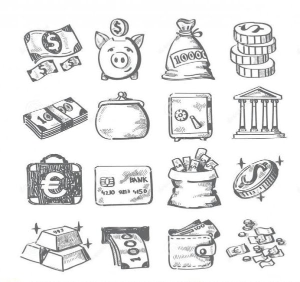 Деньги рисунок карандашом