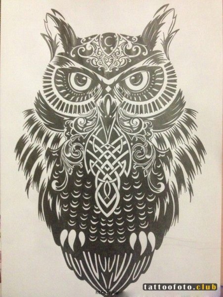 Сова гелевой ручкой