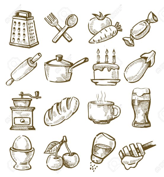 Кухонные принадлежности для срисовки