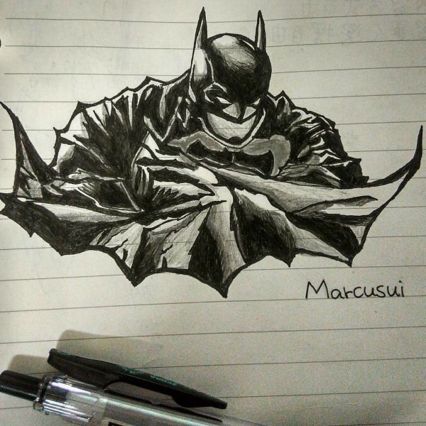 Бэтмен рисунок маркером