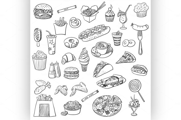 Раскраски фаст фуд