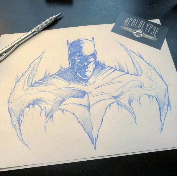 Нарисовать Бэтмена фломастерами