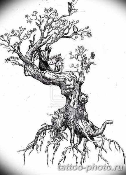 Дерево тату эскиз