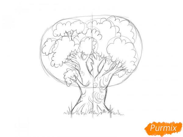 Дуб поэтапно