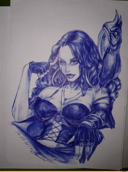 Рисовать ручкой девушку