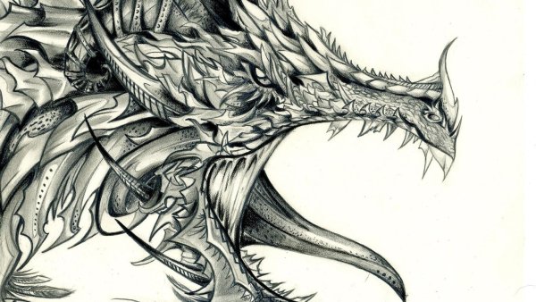 Тату голова дракона