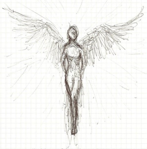 Набросок ангела карандашом