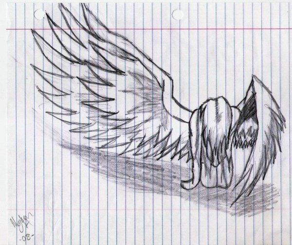 Крылья рисунок карандашом для срисовки