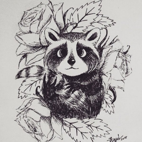 Сова черной гелевой ручкой