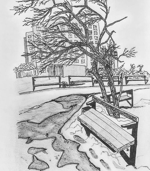 Композиция пейзажа карандашом