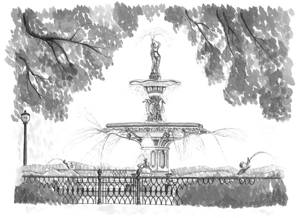Эскиз фонтана в парке