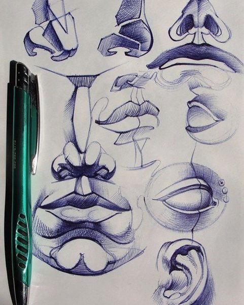 Губы скетч ручкой