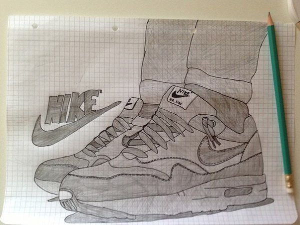 Найк рисунок карандашом