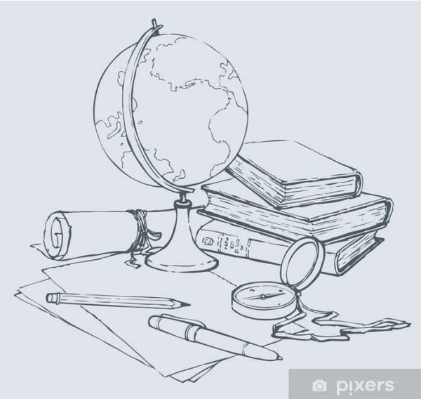 Карандашом континенты на глобусе