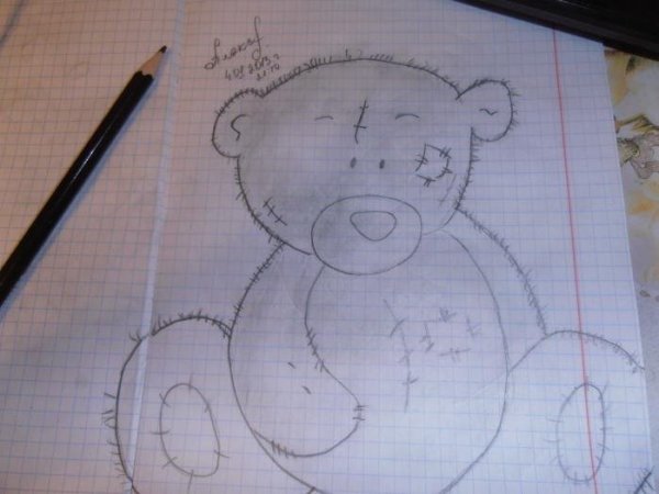 Медвежонок нарисованный ручкой