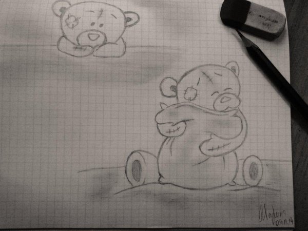 Нарисовать мишку ручкой