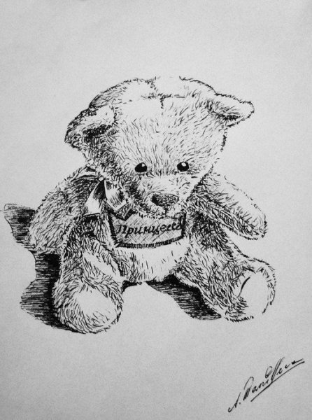 Мишка гелевой ручкой