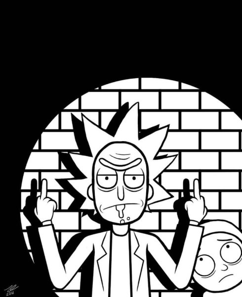 Рик и Морти для срисовки черно белые