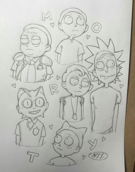Рик и Морти рисунок карандашом