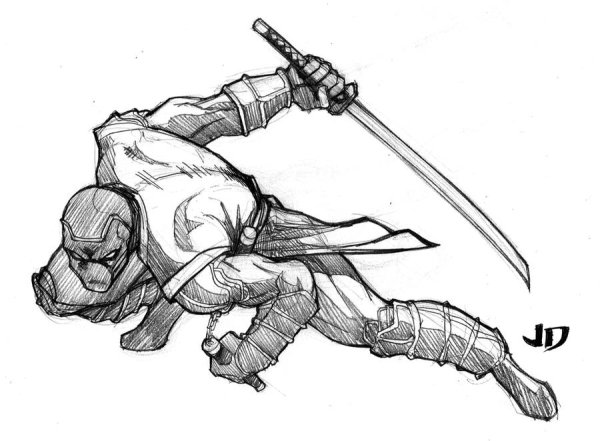 Черепашки ниндзя Самураи эскиз тату