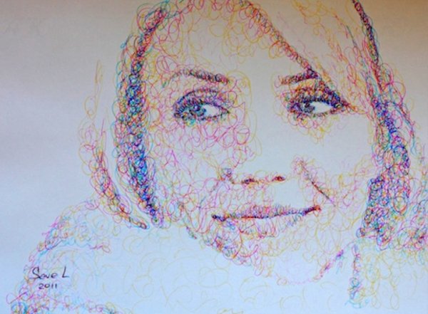 Пейзаж цветными ручками