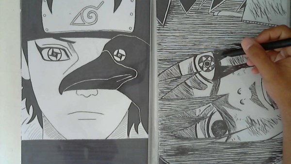 Итачи черной гелевой ручкой