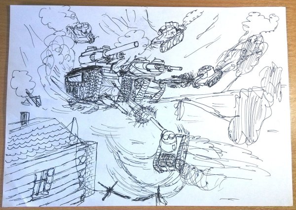 Танк гелевой ручкой