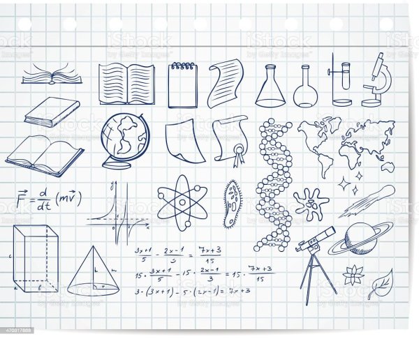 Фон тетрадь в клетку с рисунками